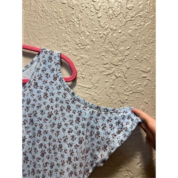 Democracy Blue Floral Cold Shoulder Shirt Woman’s Size XL - Picture 3 of 9